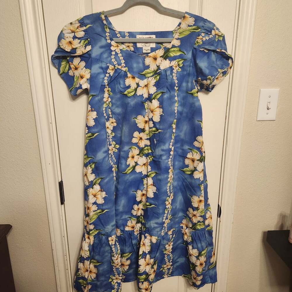 Kalena Fashions of Hawaii Muumuu Dress Blue Floral
